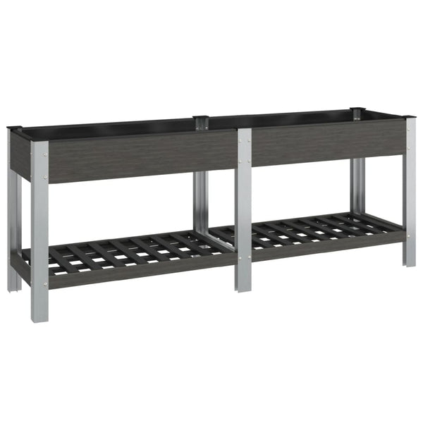 vidaXL Jardinière surélevée de jardin avec étagère Gris 200x50x75 cm WPC