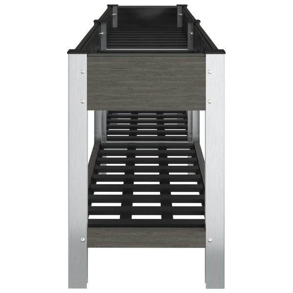 vidaXL Jardinière surélevée de jardin avec étagère Gris 200x50x75 cm WPC