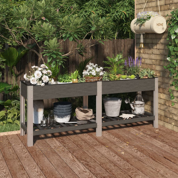 vidaXL Jardinière surélevée de jardin avec étagère Gris 200x50x75 cm WPC