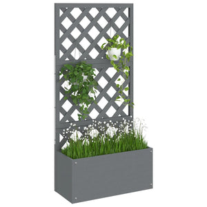 Blumenkasten mit Rankgitter Grau 65x33x135 cm