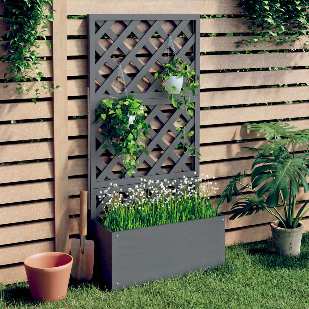Blumenkasten mit Rankgitter Grau 65x33x135 cm