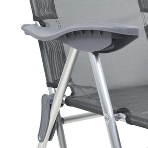 Klappbare Liegestühle mit Fußteil Grau (2er-Set)