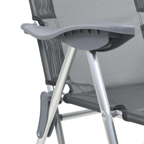 Klappbare Liegestühle mit Fußteil Grau (2er-Set)