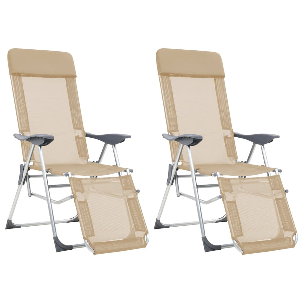 vidaXL Chaises longues pliantes avec repose-pieds 2 pcs Crème Textilène