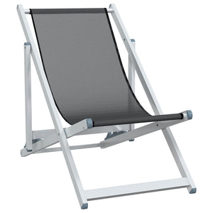 vidaXL Chaises de plage 2 pcs. Pliables Gris Aluminium et textilène