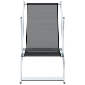 vidaXL Chaises de plage 2 pcs. Pliables Gris Aluminium et textilène