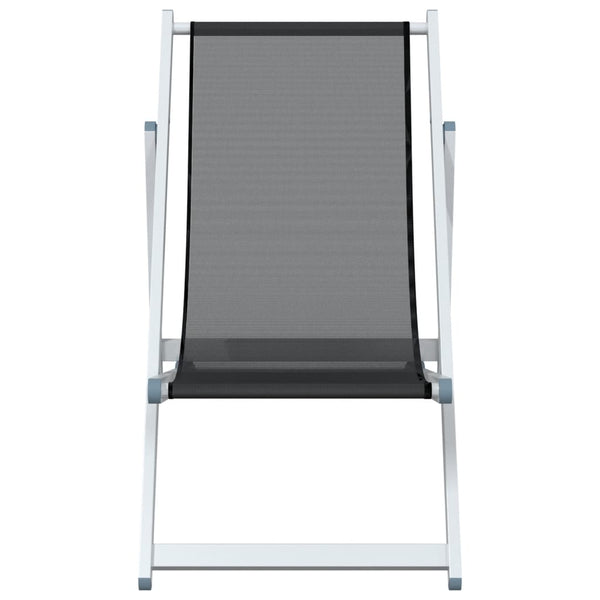 vidaXL Chaises de plage 2 pcs. Pliables Gris Aluminium et textilène