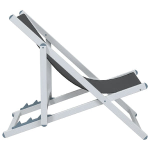 vidaXL Chaises de plage 2 pcs. Pliables Gris Aluminium et textilène