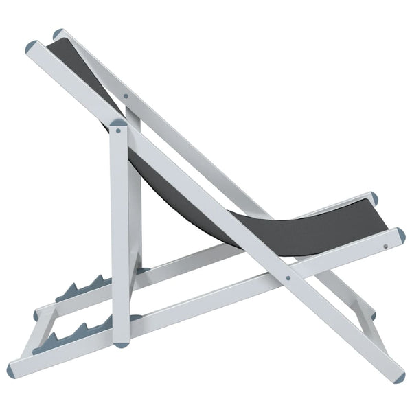 vidaXL Chaises de plage 2 pcs. Pliables Gris Aluminium et textilène