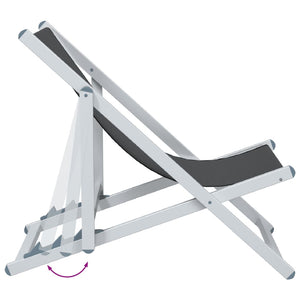vidaXL Chaises de plage 2 pcs. Pliables Gris Aluminium et textilène