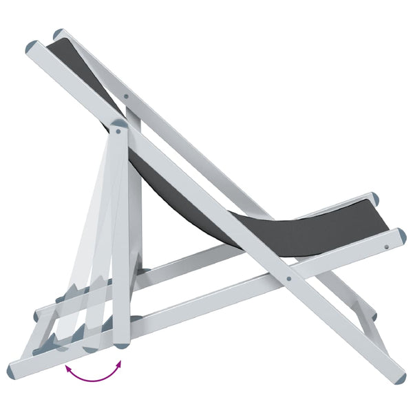 vidaXL Chaises de plage 2 pcs. Pliables Gris Aluminium et textilène