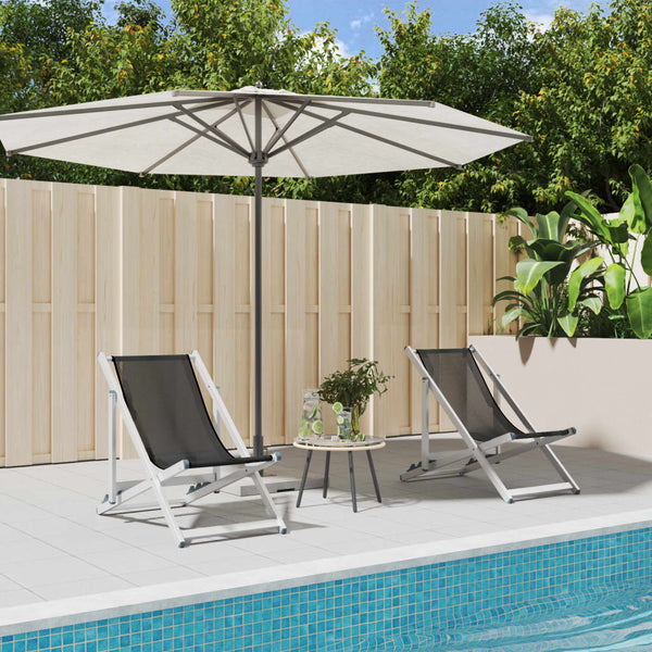 vidaXL Chaises de plage 2 pcs. Pliables Gris Aluminium et textilène