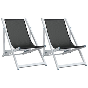 Klappbare Strandstühle 2er Set Schwarz