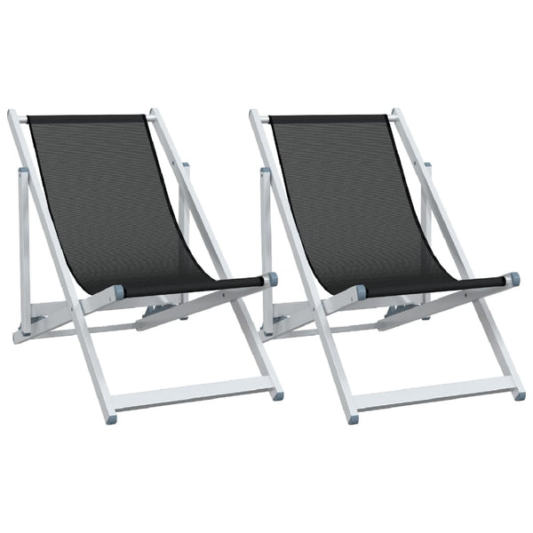 Klappbare Strandstühle 2er Set Schwarz