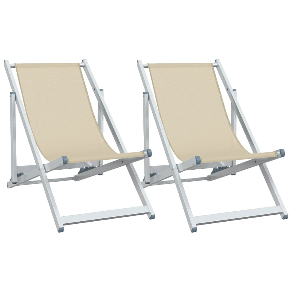 Klappbare Strandstühle, 2er Set, Creme