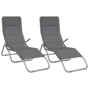 Sonnenliegen 2er Set Grau Textilene