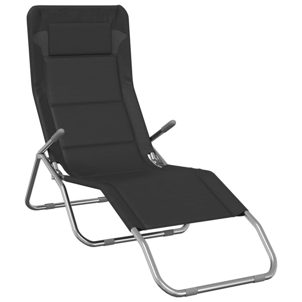 Sonnenliegen 2er Set, Schwarz Textilene & Stahl