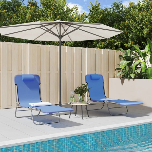 Klappbare Sonnenliegen 2er Set, Blau