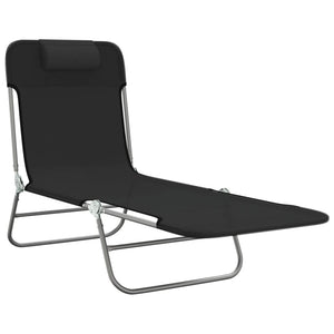 Klappbare Sonnenliegen 2er Set, Schwarz