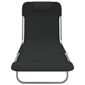 Klappbare Sonnenliegen 2er Set, Schwarz