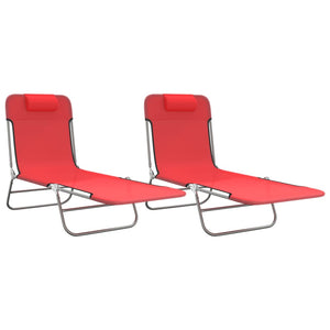 Klappbare Sonnenliegen 2er Set, Rot