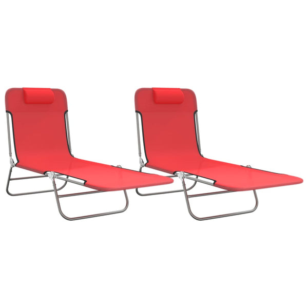 Klappbare Sonnenliegen 2er Set, Rot