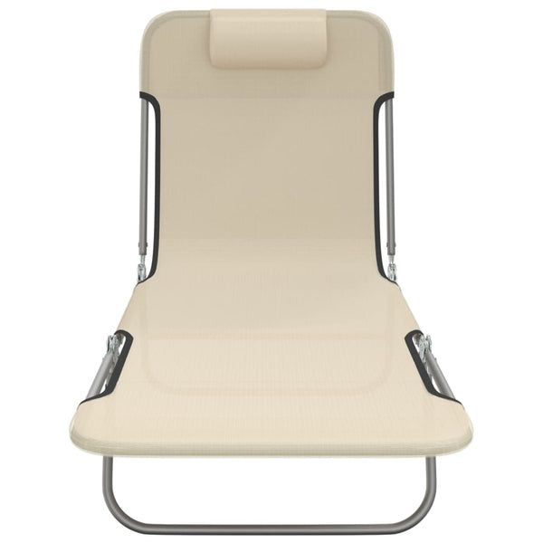 Klappbare Sonnenliegen 2er Set Creme