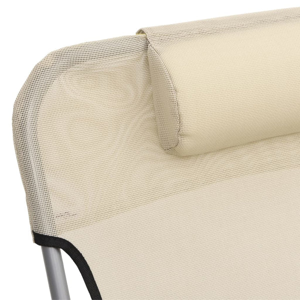 Klappbare Sonnenliegen 2er Set Creme