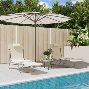 Klappbare Sonnenliegen 2er Set Creme