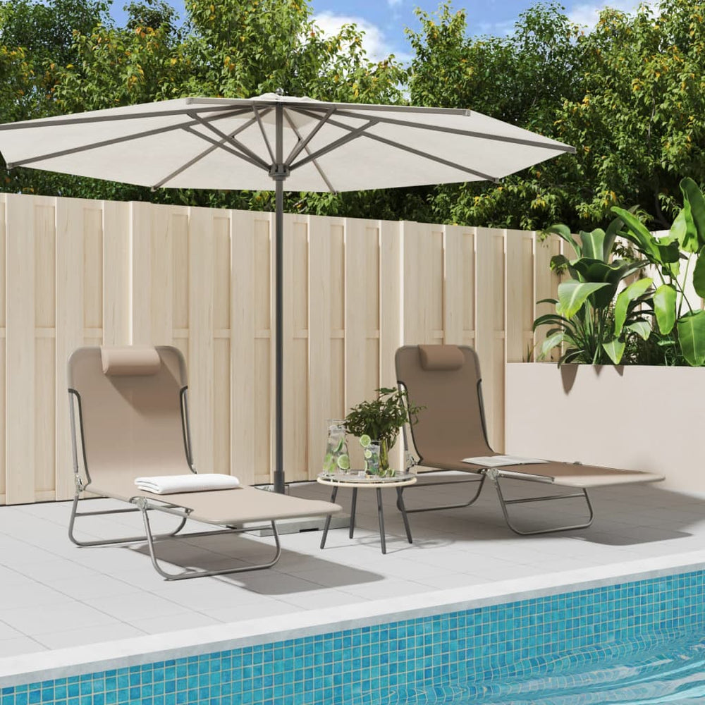 Klappbare Sonnenliegen 2er Set Taupe