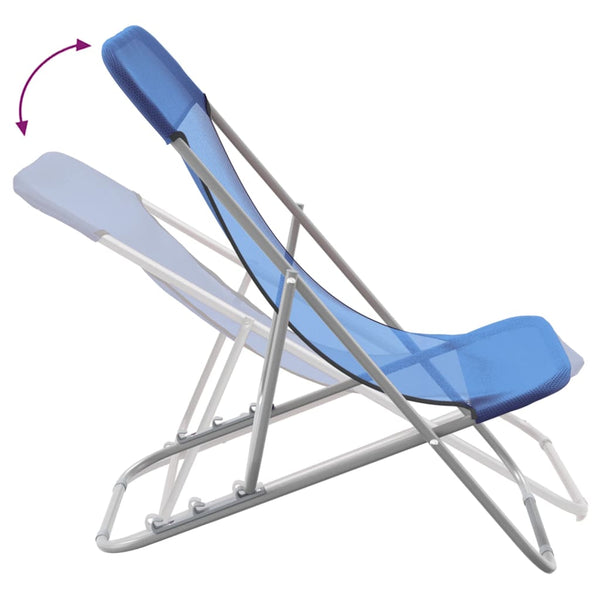 2er Set Strandstühle Blau Textilene