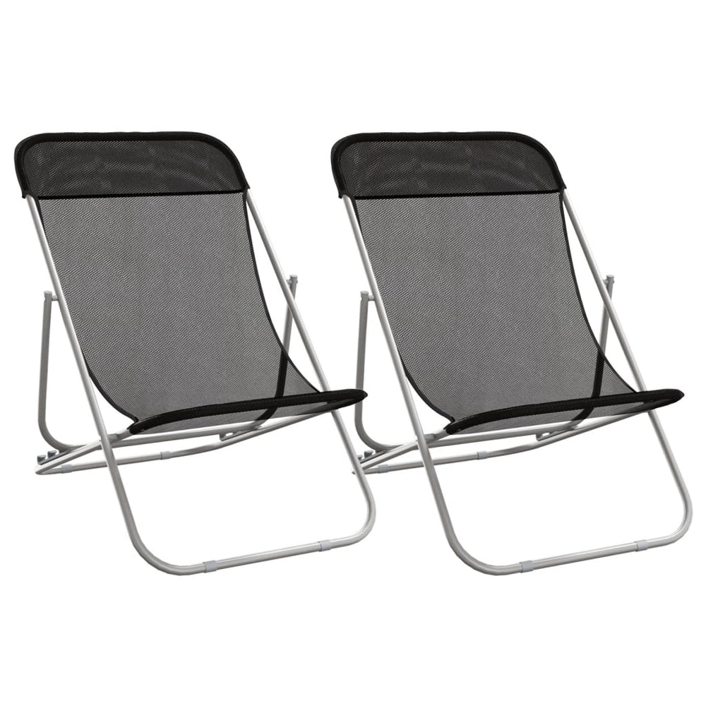 vidaXL Chaises de plage 2 pcs Tissu textilène et acier enduit de poudre