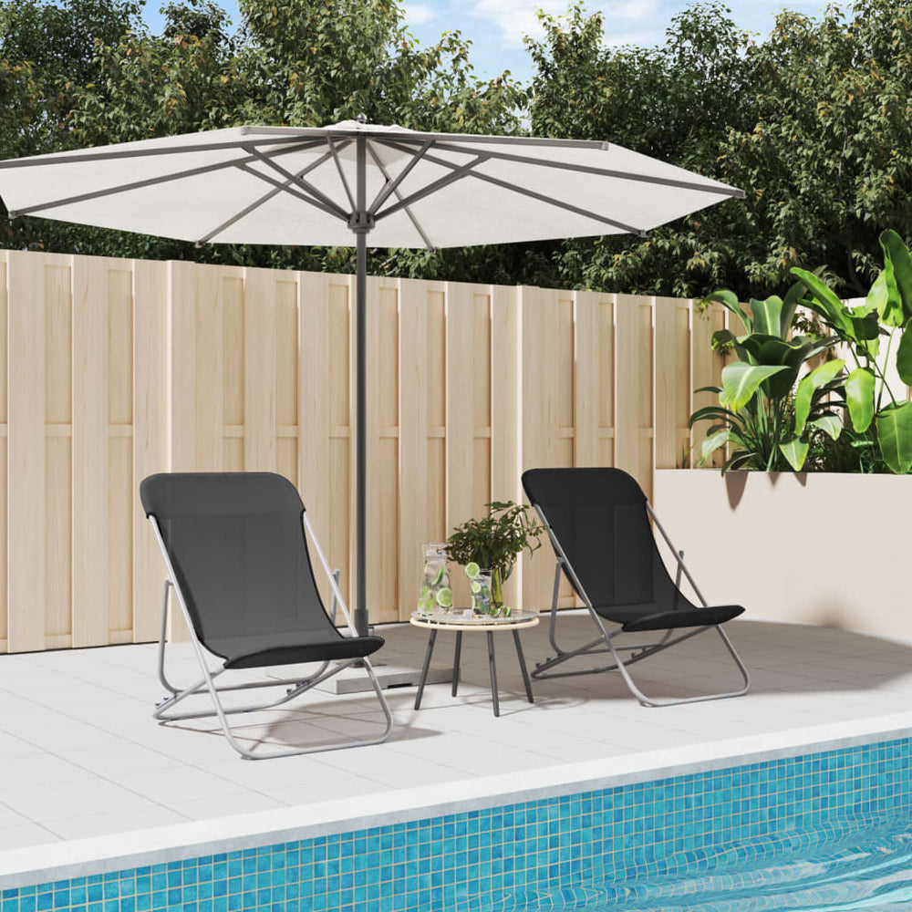 vidaXL Chaises de plage 2 pcs Tissu textilène et acier enduit de poudre