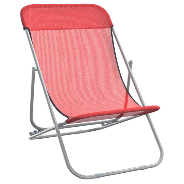 vidaXL Chaises de plage 2 pcs Rouge Textilène et acier laqué