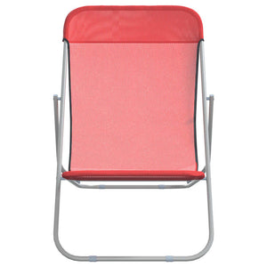 vidaXL Chaises de plage 2 pcs Rouge Textilène et acier laqué