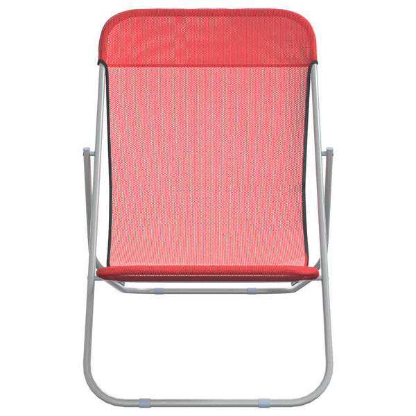 vidaXL Chaises de plage 2 pcs Rouge Textilène et acier laqué