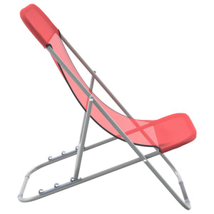 vidaXL Chaises de plage 2 pcs Rouge Textilène et acier laqué