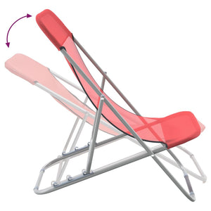 vidaXL Chaises de plage 2 pcs Rouge Textilène et acier laqué