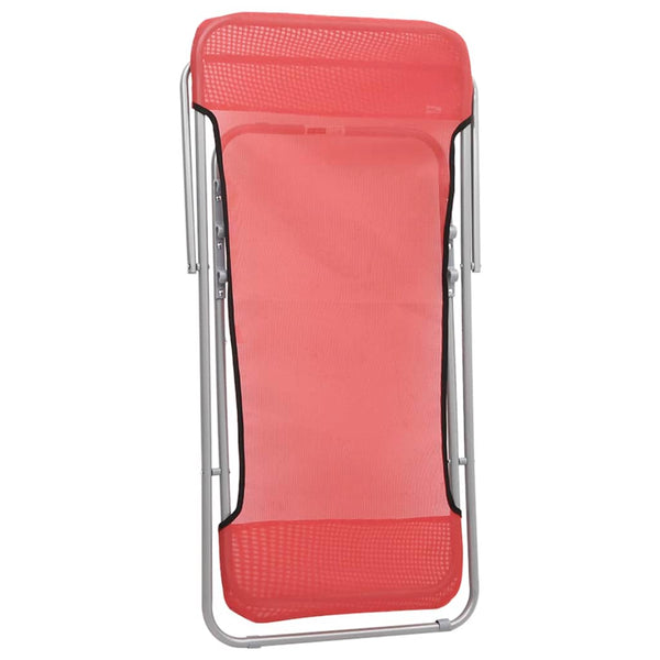 vidaXL Chaises de plage 2 pcs Rouge Textilène et acier laqué