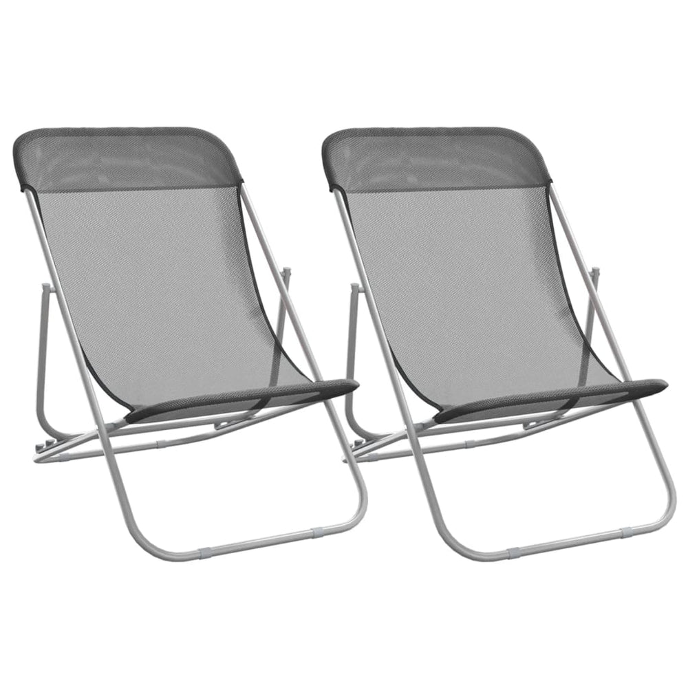 vidaXL Chaises de plage 2 pcs Gris Textilène et acier laqué