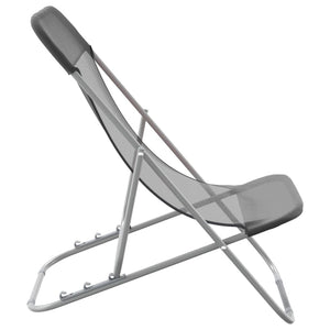 2er Set Strandstühle Grau Textilene Stahl
