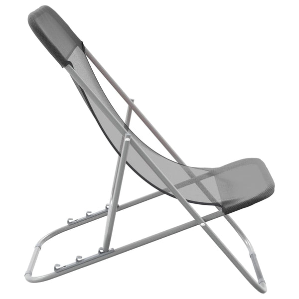 2er Set Strandstühle Grau Textilene Stahl
