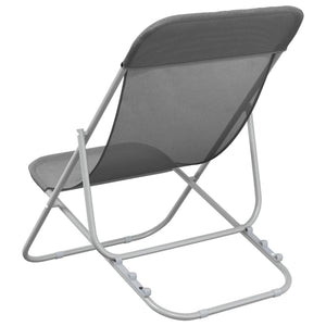 2er Set Strandstühle Grau Textilene Stahl