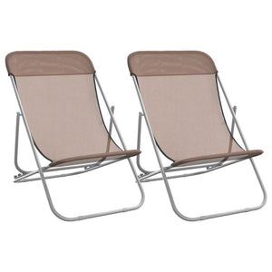2er Set Strandstühle Braun Textilene