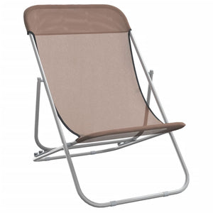 2er Set Strandstühle Braun Textilene