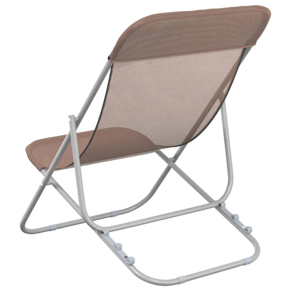 2er Set Strandstühle Braun Textilene
