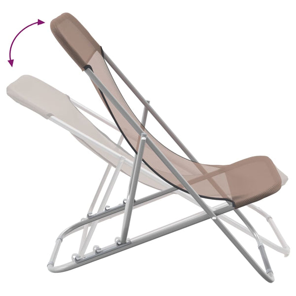 2er Set Strandstühle Braun Textilene