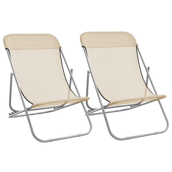 2er Set Strandstühle Creme Textilene