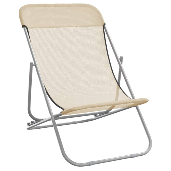 2er Set Strandstühle Creme Textilene