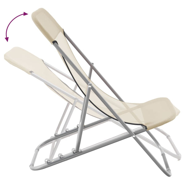2er Set Strandstühle Creme Textilene